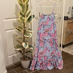 Paisley Pink and Blue Maxi Dress